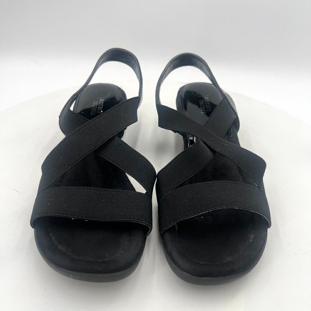 Mootsies Tootsies Idair Black Wedge Slingback Sandal Size 8